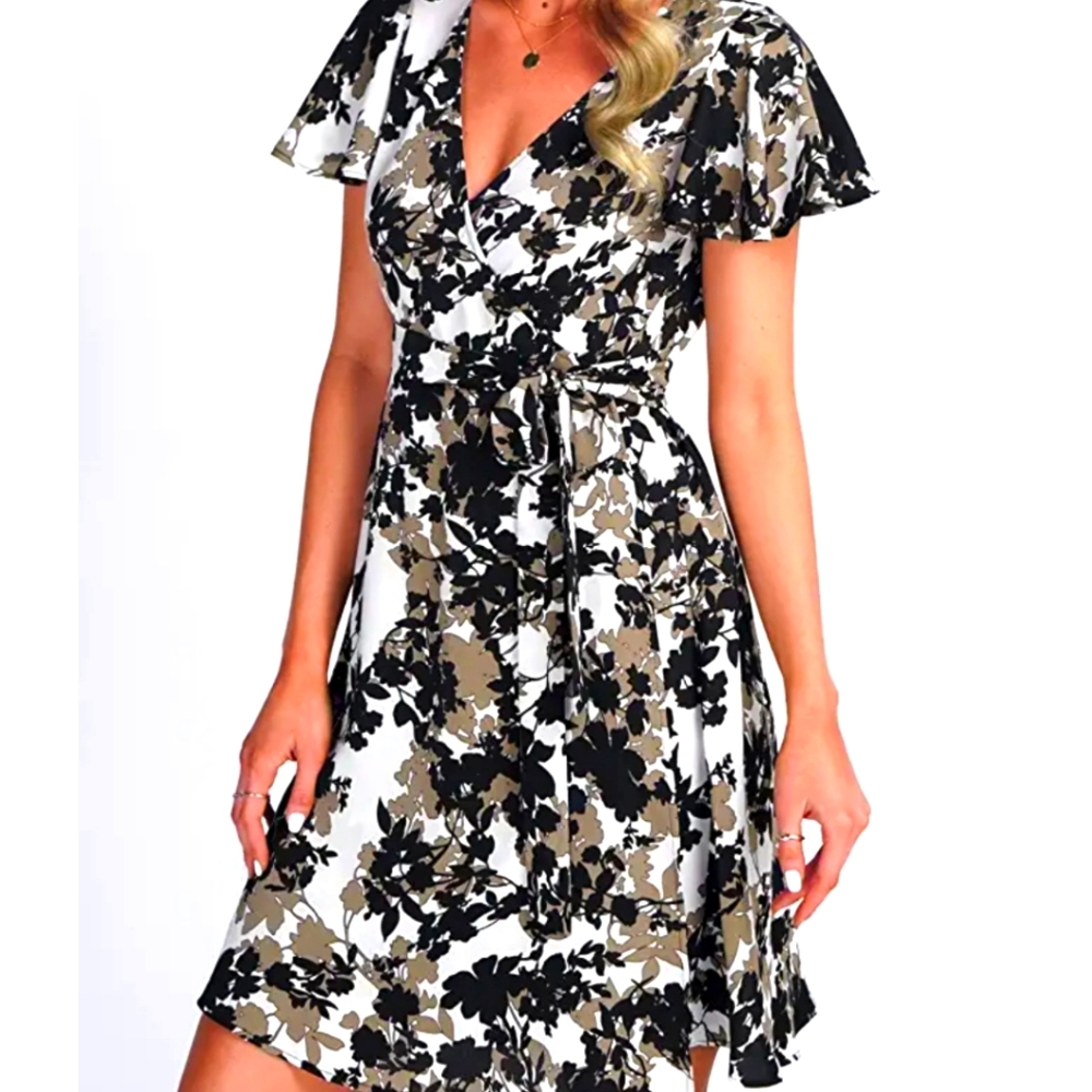 Women's Casual Wrap V Dress